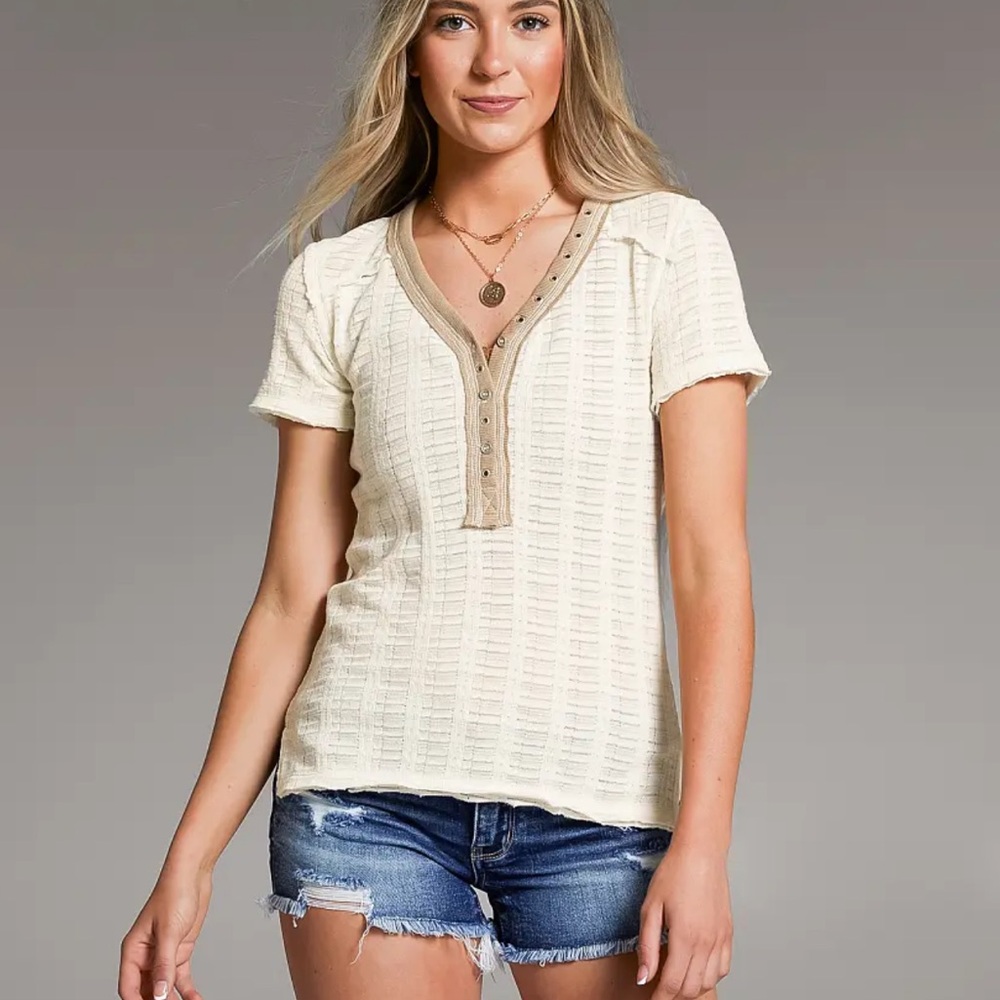 BKE Open Weave Shirt Sleeve Henley M